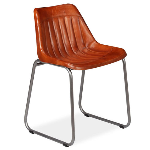 Swen Studio -  Dining Chairs 6 pcs Brown Real Leather
